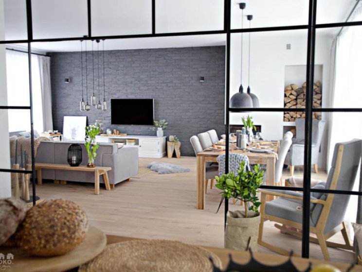 Sử dụng triệt để tính đơn giản và chức năng của vật liệu tự nhiên là mô tả hoàn hảo nội thất căn hộ 