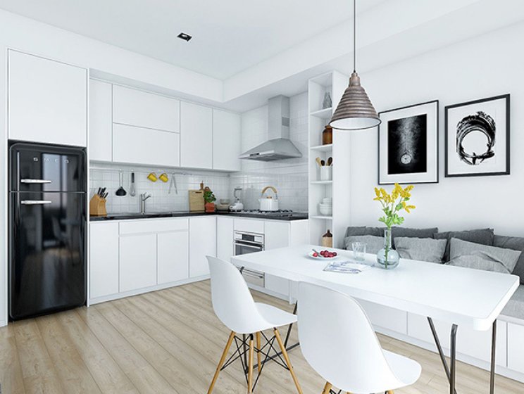Đẹp ngất ngây mẫu phòng bếp chung cư cực tiện nghi cho gia đình trẻ